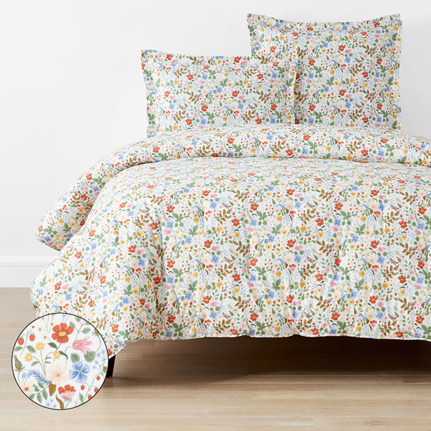 Strawberry Fields Classic Cool Cotton Percale Comforter - White Multi, Full/Queen,White Multi