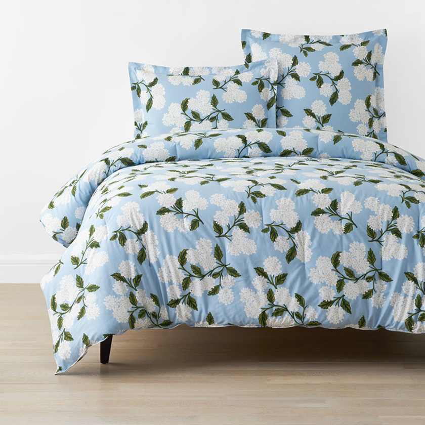Hydrangea Classic Cool Cotton Percale Comforter - Powder Blue, King/Cal King,Powder Blue