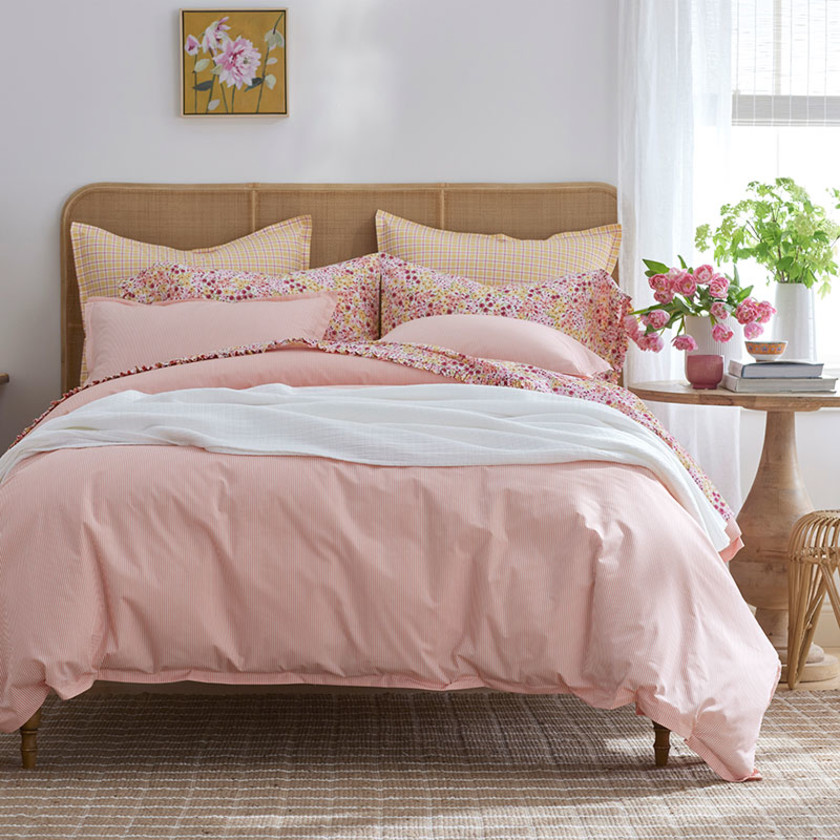 Sunshine & Blooms Classic Cool Cotton Percale Duvet Cover - Pinstripe Coral, Twin/Twin XL,Pinstripe Coral