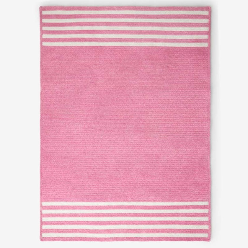 Chenille Border Stripe Handwoven Reversible Rug