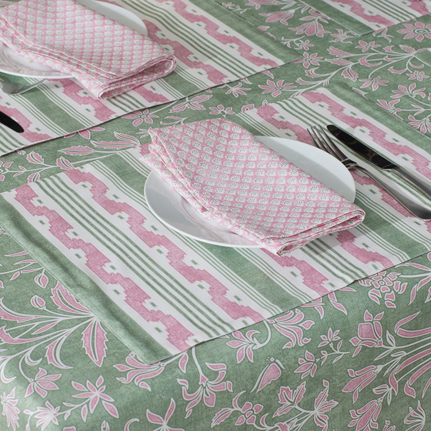 Navya & Gulab Placemats, Set of 4 - Haveli Green,Haveli Green