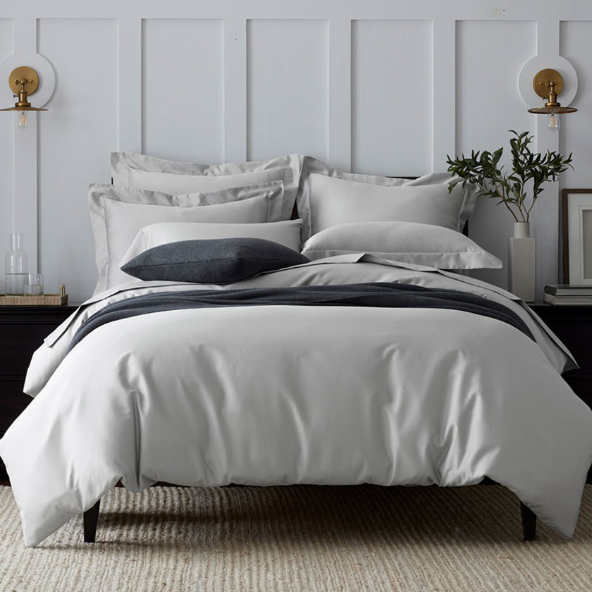 Premium Smooth Supima® Cotton Wrinkle-Free Sateen Bed Sheet Set - Light Gray, Twin,Light Gray