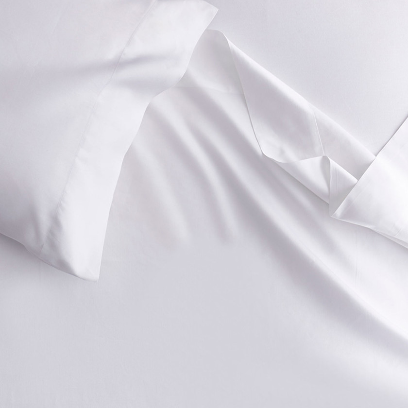 Premium Smooth Supima® Cotton Sateen Flat Bed Sheet - White, Queen,White